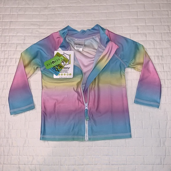 NWT Flap Happy Long Sleeve Rash Guard, Rainbow Ombré, UPF 50+, 24M - Picture 2 of 8